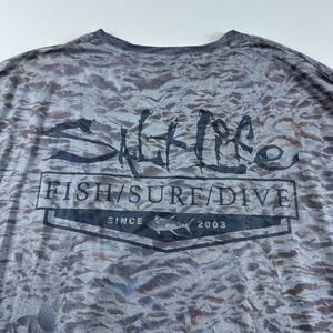 Salt Life‎ SLX Gray Long Sleeve Crew Neck T Shirt Mens 2XL Fishing Camo Outdoor